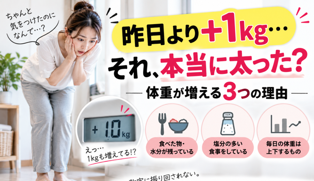 【昨日より1kg増えた…】それ、本当に太った？ダイエット中に体重が増える3つの理由｜明石・魚住のGSGYMが解説