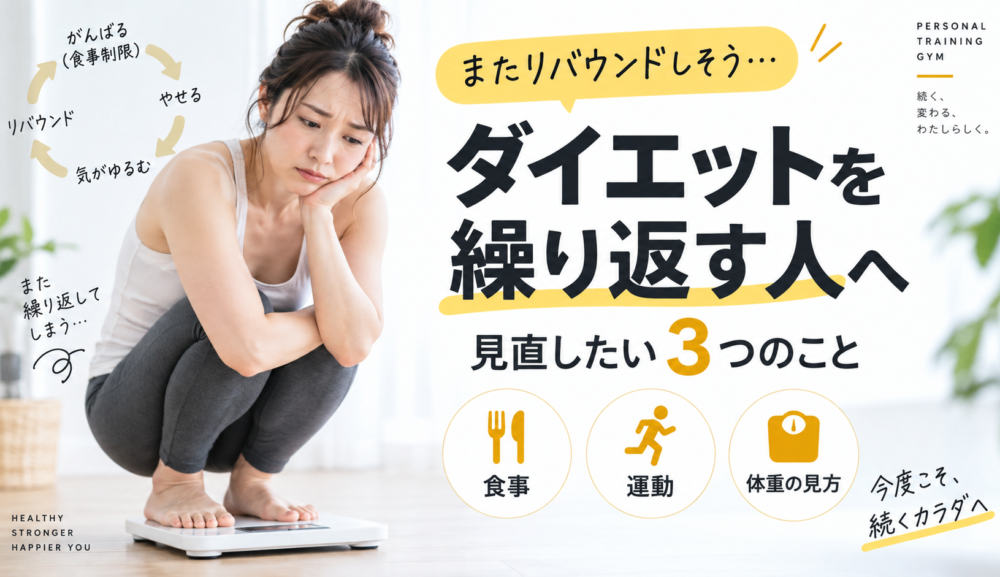 【またリバウンドしそう…】ダイエットを繰り返す人が見直したい3つのこと｜明石・魚住のGSGYMが解説