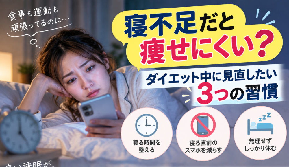 【寝不足だと痩せにくい？】ダイエット中に見直したい3つの習慣｜明石・魚住のGSGYMが解説