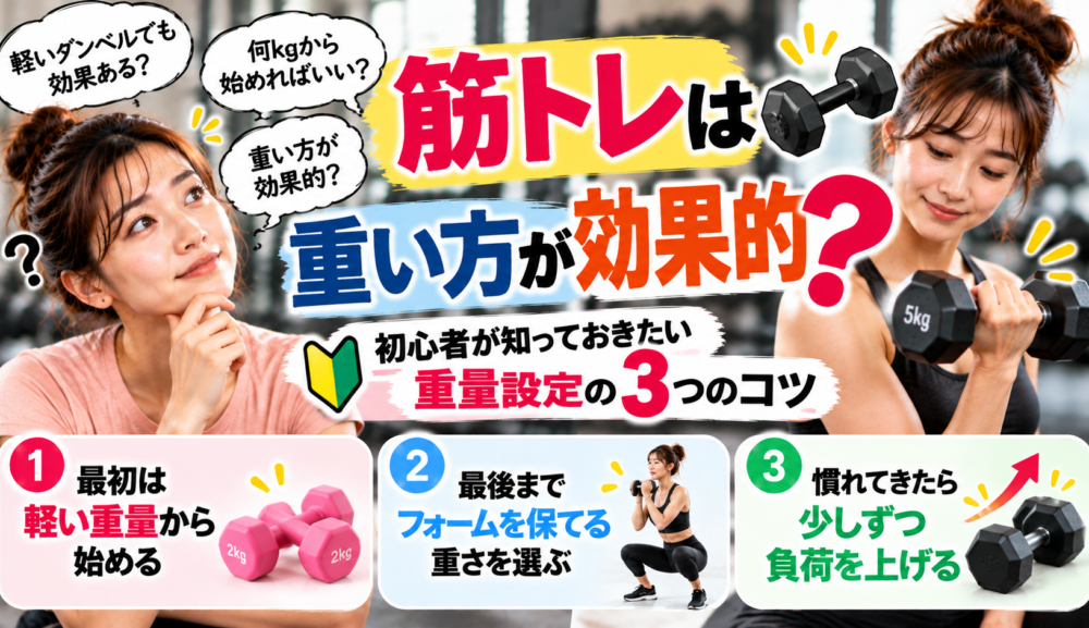 【筋トレは重い方が効果的？】初心者が知っておきたい重量設定の3つのコツ｜明石・魚住GSGYM