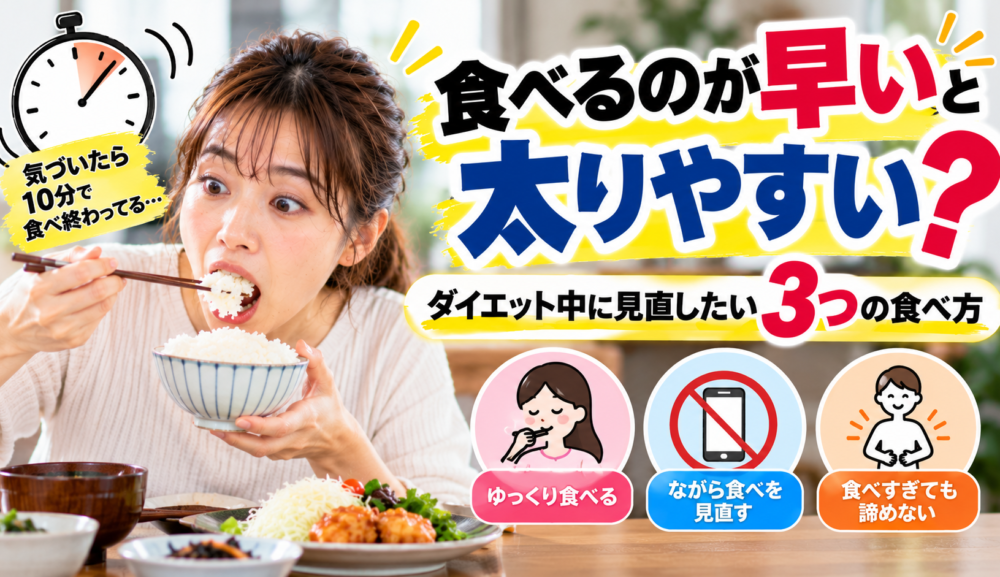 【食べるのが早いと太りやすい？】ダイエット中に見直したい3つの食べ方｜明石・魚住GSGYM