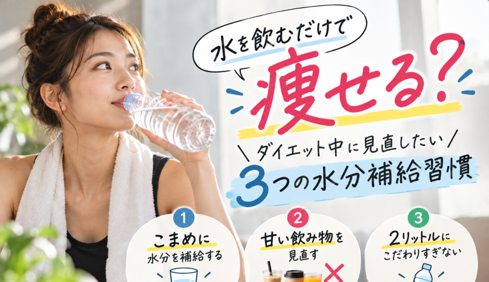 【水を飲むだけで痩せる？】ダイエット中に見直したい3つの水分補給習慣｜明石・魚住GSGYM