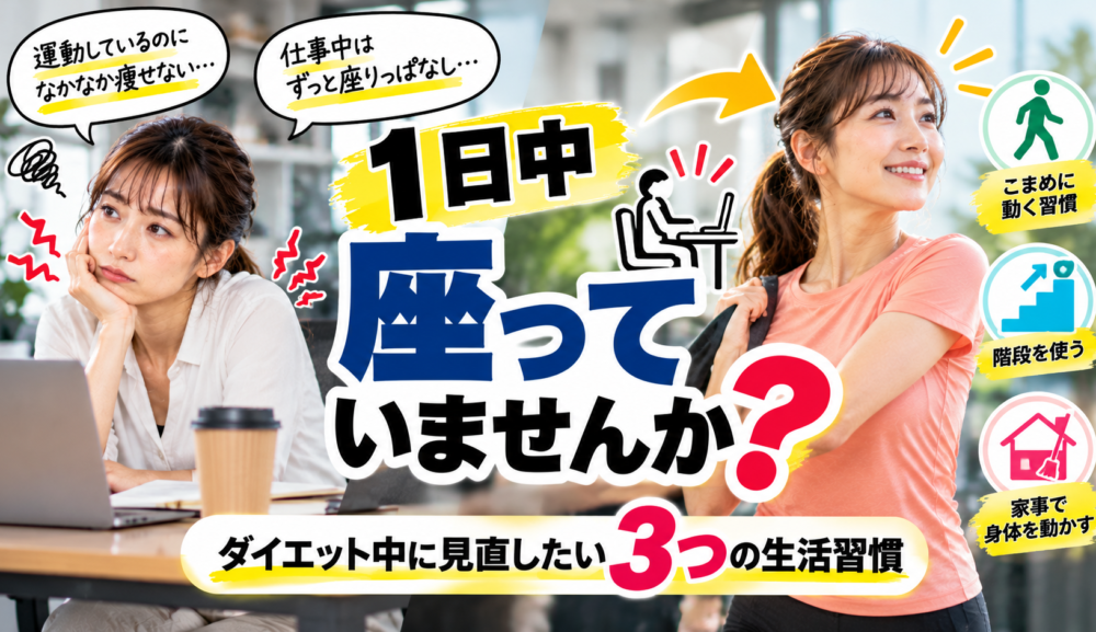 【1日中座っていませんか？】ダイエット中に見直したい3つの生活習慣｜明石・魚住GSGYM